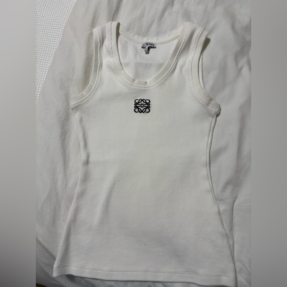 Loewe White Tank Top with Black Logo